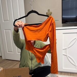 Orange Asymmetrical Women's Top
